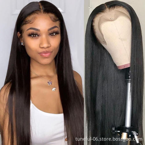Glueless Cheap Wholesale 100% Natural Indian Long Straight, HD Transparent Lace Front Virgin Human Hair Wig
